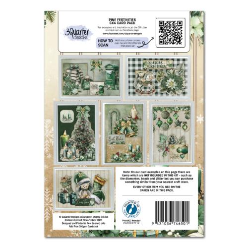 3Quarter Designs Pine Festivities - 6x4 Card Pack
