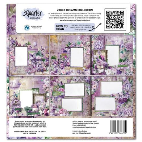 3Quarter Designs Violet Dreams 12x12 Designer Paper & Diecuts Set - Postage as per Actual