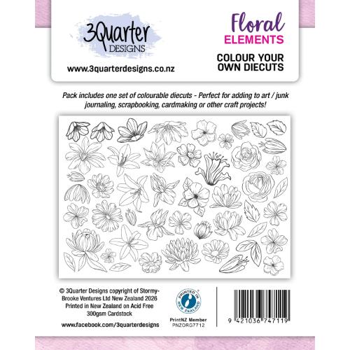 3Quarter Designs Colour Your Own Diecuts - Floral Elements