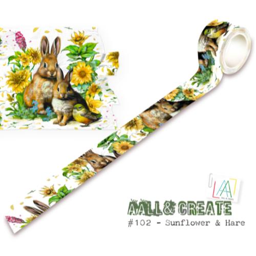 Aall and Create Washi Tape 25mm 10m Sunflower & Hare (AALL-MT-102) (DISCONTINUED)