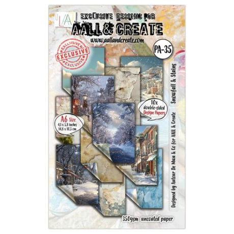 Aall and Create Weathered Wanderings A6 Design Paper Snowfall & Stains (AALL-PA-035)