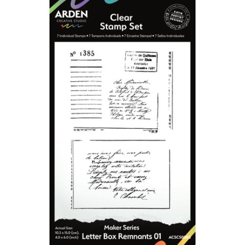 Arden Creative Studio Maker Series 4x6 Inch Clear Stamp Set - Letter Box Remnants 01 (7pcs) (ACSCS0003)