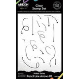 Arden Creative Studio Maker Series 4x6 Inch Clear Stamp Set - Pencil Line Arrows 01 (18pcs) (ACSCS0007)