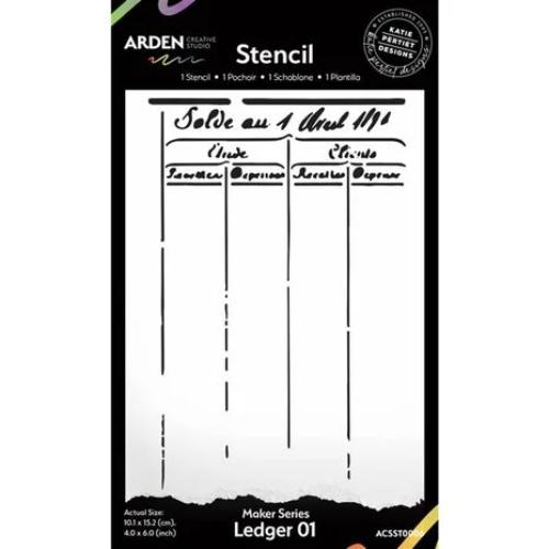 Arden Creative Studio Maker Series 4x6 Inch Stencil Ledger 01 (ACSST0006)