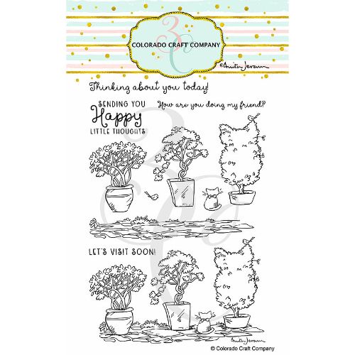 Colorado Craft Company - Anita Jeram~Topiaries & Kitten 4 x 6 Clear Stamps