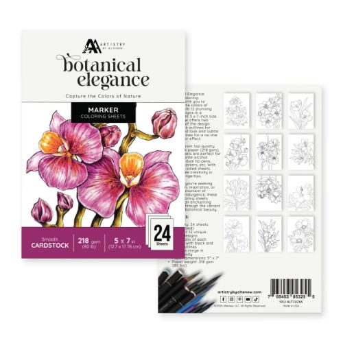 Altenew - Botanical Elegance: Capture the Colors of Nature Alcohol Marker Coloring Sheets