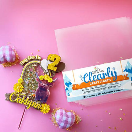 Bearly Art Clearly Craft Plastic - Crystal Clear Acetate Sheets for Crafts 12x12 - Compatible with Cricut and More - 25 Pack - Postage as per Actual