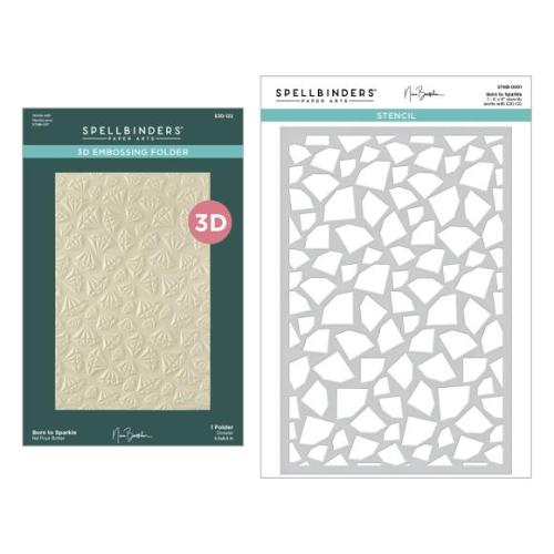 Spellbinders - Born to Sparkle 3D Embossing Folder and Stencil Bundle from the Bougie Birthday Collection by Nina Boettcher