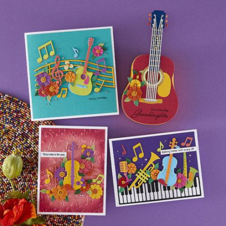 Spellbinders - Majestic Guitar Box Creator Bundle from the Bibi's Musical Notes Collection by Bibi Cameron - Postage as per Actual