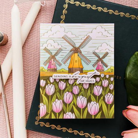 Spellbinders - Windmills and Tulips Press + Foil Plate and Stencil Bundle by Yana Smakula