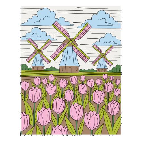 Spellbinders - Windmills and Tulips Press + Foil Plate and Stencil Bundle by Yana Smakula