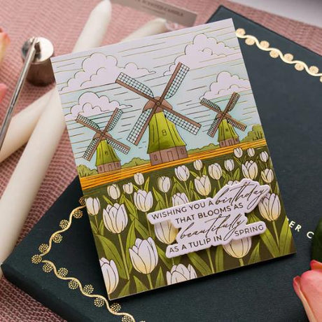 Spellbinders - Windmills and Tulips Press + Foil Plate and Stencil Bundle by Yana Smakula