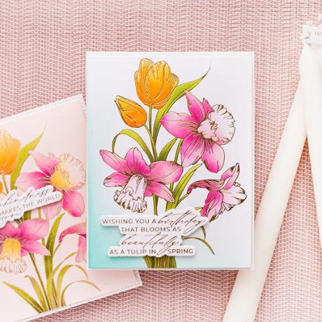 Spellbinders - Tulips and Daffodils Press + Foil Plate and Stencil Bundle by Yana Smakula