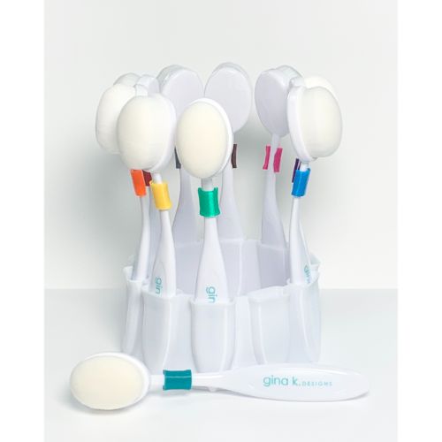 Gina K Designs - TOOL- Blending Brushes- Set of 10 with Stand and Color Clips - Postage as per Actual