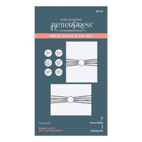 Spellbinders - Sealed Cord & Faux Seal Sentiments Press Plate & Die Set