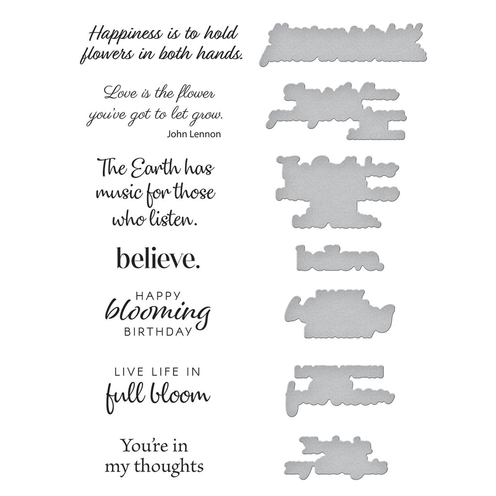 Spellbinders - Nature's Botanical Garden Sentiments Press Plate & Die Set