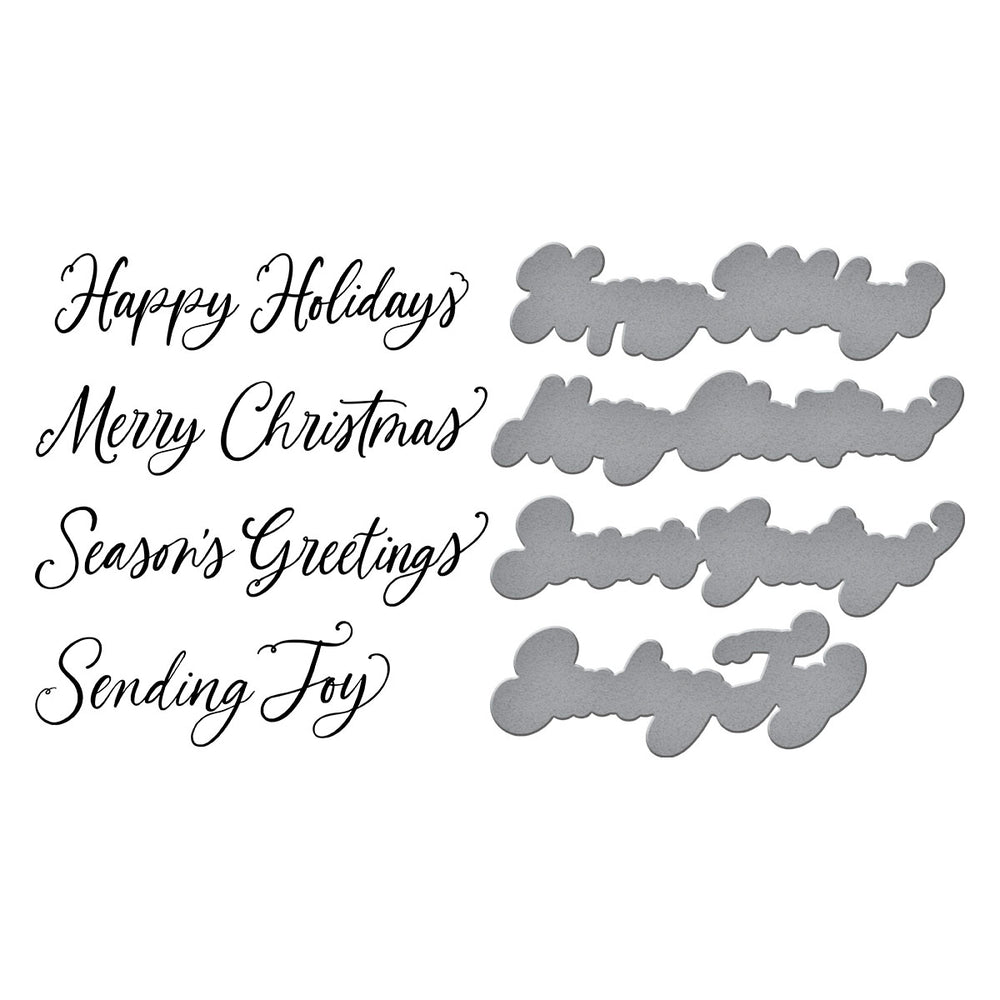 Spellbinders - Sending Joy Sentiments Press Plate & Die Set