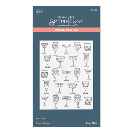 Spellbinders - Classy Glasses Press Plate from the Happy Hour Collection