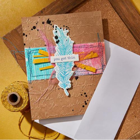 Spellbinders - Holding Your Heart Sentiments BetterPress Plates & Die Set from the Collaged Birds Collection by Dina Wakley