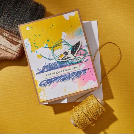 Spellbinders - Holding Your Heart Sentiments BetterPress Plates & Die Set from the Collaged Birds Collection by Dina Wakley