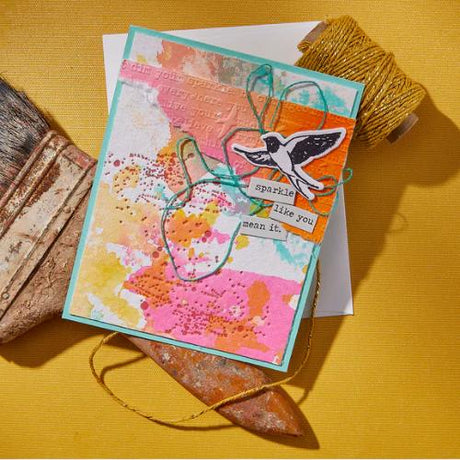 Spellbinders - Holding Your Heart Sentiments BetterPress Plates & Die Set from the Collaged Birds Collection by Dina Wakley
