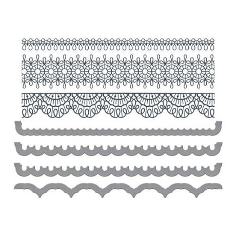 Spellbinders - Pressed Lace Borders Press Plate & Die Set from the Vivid Expressions Collection