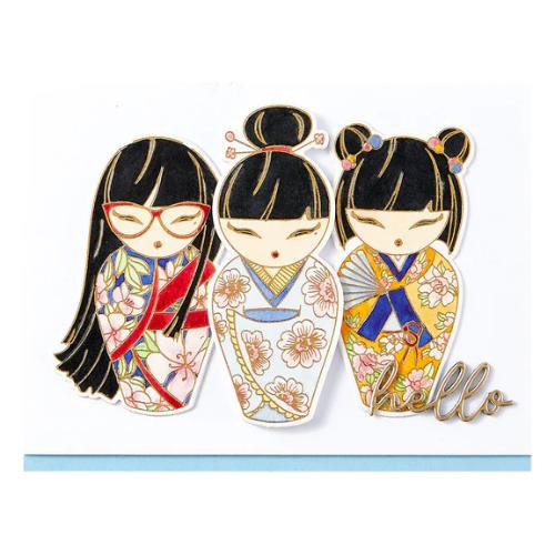 Spellbinders - Kokeshi Dolls BetterPress Plate & Die Set from the Spring in Kyoto Collection by Alex Syberia Designs