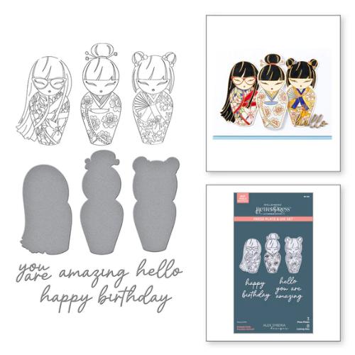 Spellbinders - Kokeshi Dolls BetterPress Plate & Die Set from the Spring in Kyoto Collection by Alex Syberia Designs