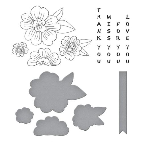 Spellbinders - Blossoms & Sentiments BetterPress Plate & Die Set from the Spring in Kyoto Collection by Alex Syberia Designs