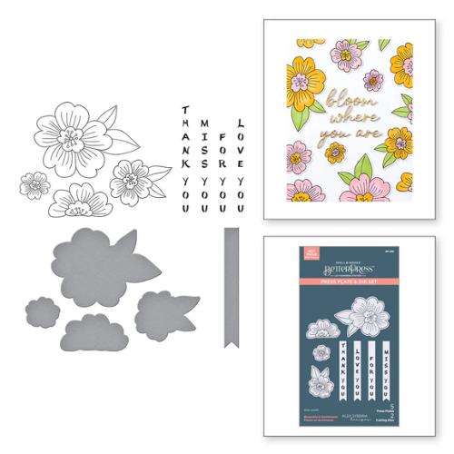 Spellbinders - Blossoms & Sentiments BetterPress Plate & Die Set from the Spring in Kyoto Collection by Alex Syberia Designs