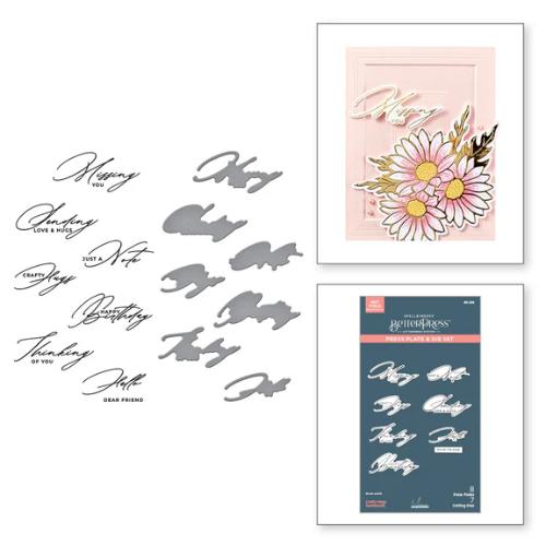 Spellbinders - Crafty Hugs Sentiments Press Plate & Die Set from the Yana's Daisies Collection by Yana Smakula