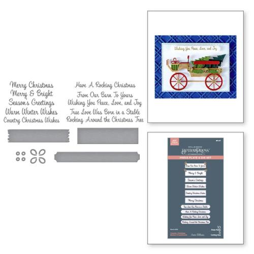 Spellbinders - Country Christmas Banner & Sentiments Press Plate & Die Set from the Country Christmas Collection by Annie Williams