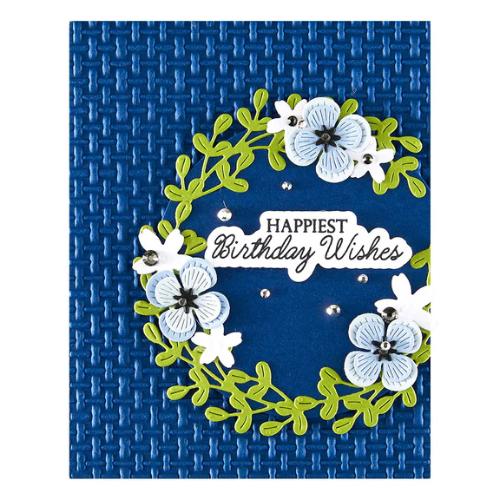 Spellbinders - Birthday Wishes Sentiments BetterPress Plate & Die Set from the Texture & Foliage Collection by Suzanne Hue