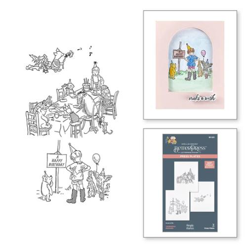 Spellbinders - Celebration Moments Press Plates from the Say Cheese Classic Pooh Birthday Collection