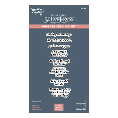 Spellbinders - Ski-son's Greetings Sentiments BetterPress Plate & Die Set from the Ski-son's Greetings Collection by Simon Hurley