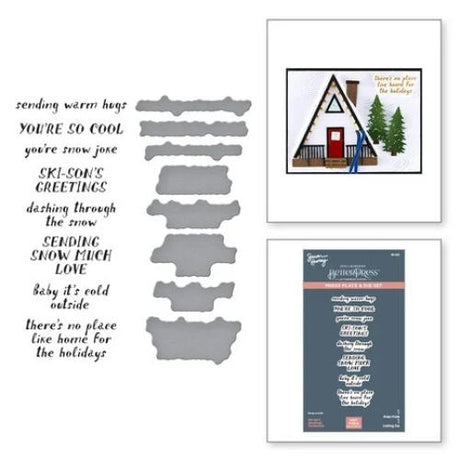 Spellbinders - Ski-son's Greetings Sentiments BetterPress Plate & Die Set from the Ski-son's Greetings Collection by Simon Hurley