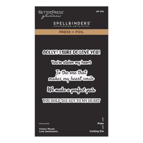 Spellbinders - Classic Mouse Love Sentiments Press + Foil Plate & Die Set