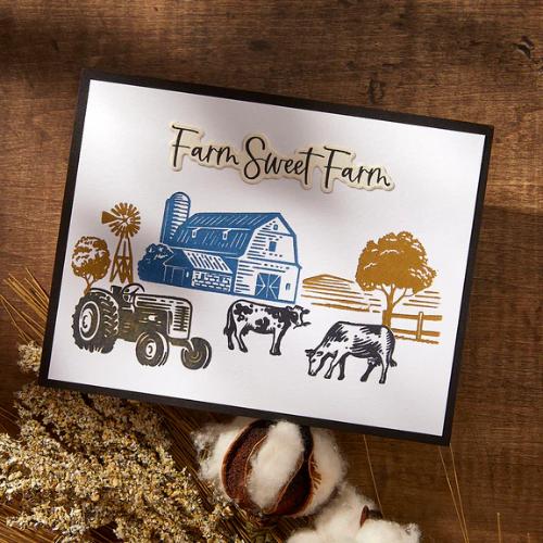 Spellbinders - Farm Sweet Farm Registration BetterPress Plate & Die Set from the Justine's Farm Collection by Justine Dvorak