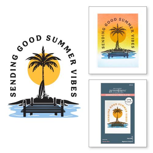 Spellbinders - Summer Vibes Press Plates and Add-on Sentiment Press Plates- BetterPress Society June 2024