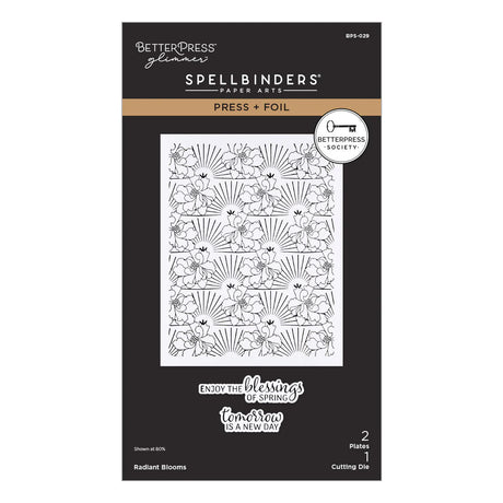 Spellbinders - Radiant Blooms Press Plate & Die Set and Add-on Stencil- BetterPress Society February 2026 - Postage as per Actual