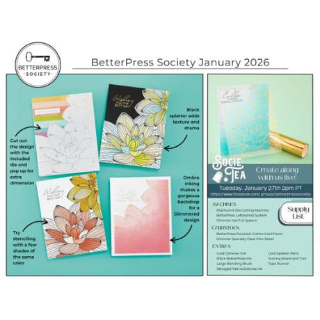 Spellbinders - Golden Bloom Press Plate, Die Set and Add-on Stencil - BetterPress Society January 2026 - Postage as per Actual
