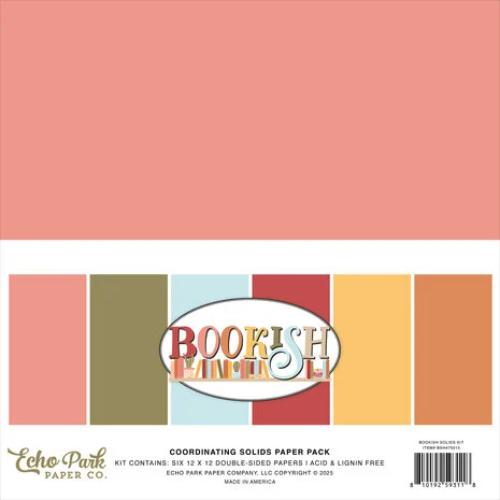 Echo Park Bookish 12x12 Inch Coordination Solids Paper Pack (BSH475015) - Postage as per Actual