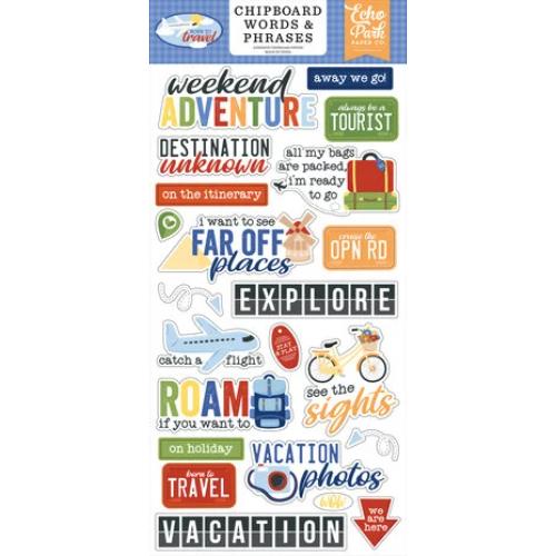 Echo Park Born To Travel 6x13 Chipboard Word & Phrases (BTT425022) - Postage as per Actual