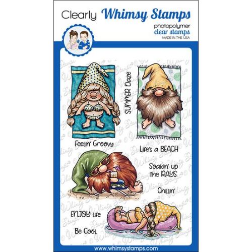 Whimsy Stamps - Gnomes at the Beach Clear Stamps