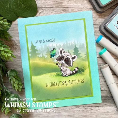 Whimsy Stamps - Raccoon Happy Day Clear Stamps