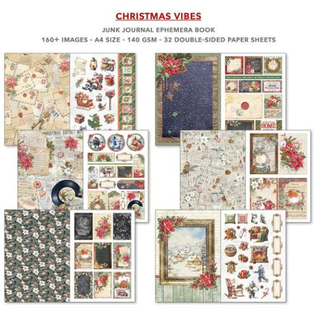 Ciao Bella - Christmas Vibes A4 Junk Journal Ephemera Book (32pcs) (CBB003) - Postage as per Actual