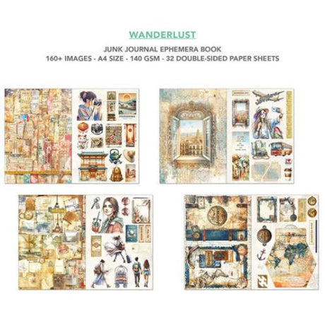 Ciao Bella Wanderlust A4 Junk Journal Ephemera Book (32pcs) (CBB006) - Postage as per Actual
