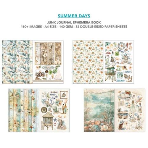 Ciao Bella Summer Days A4 Junk Journal Ephemera Book (32pcs) (CBB010) - Postage as per Actual