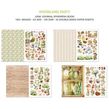 Ciao Bella Woodland Party A4 Junk Journal Ephemera Book (32pcs) (CBB011) - Postage as per Actual