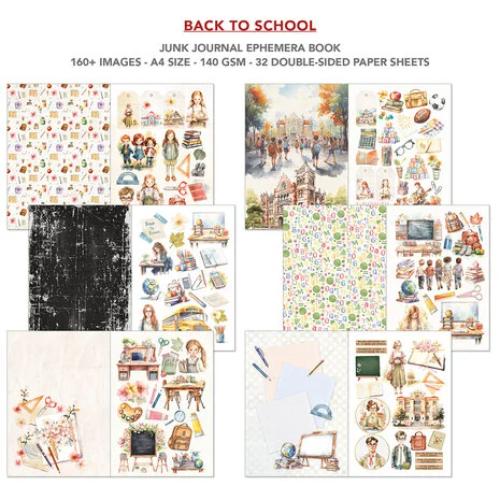 Ciao Bella Back to School A4 Junk Journal Ephemera Book (32pcs) (CBB012) - Postage as per actual